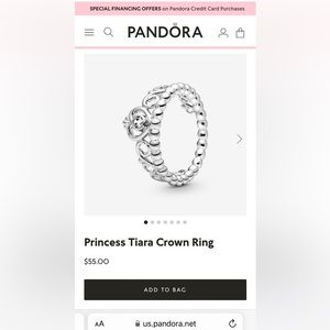 Pandora Princess ring SIZE 8